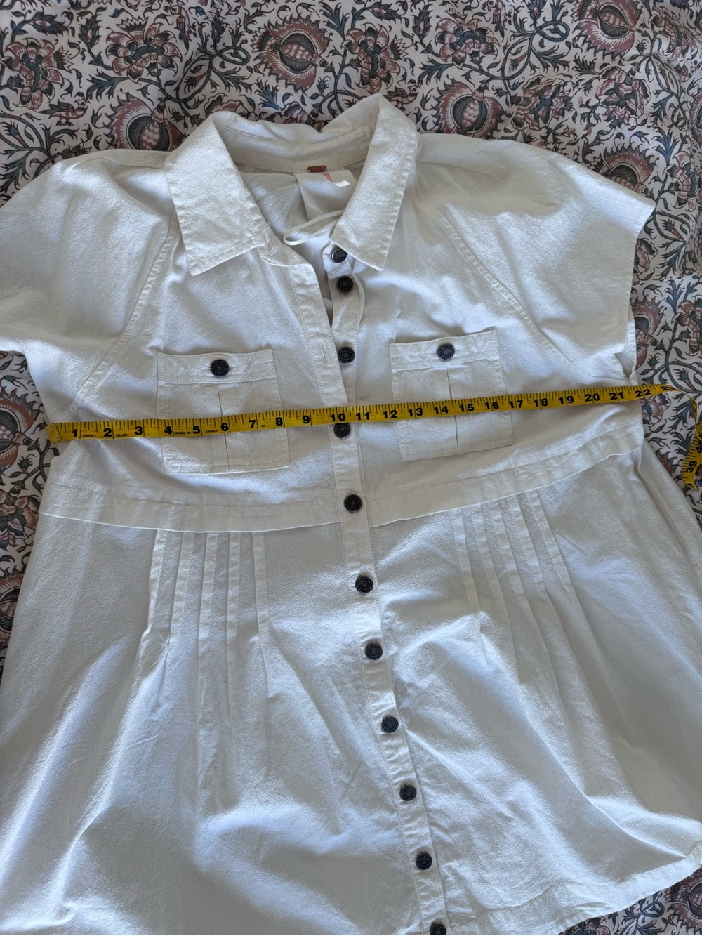Free People Light Ivory Textured Button-Front Top/Tunic/Dress - Picture 7 of 8